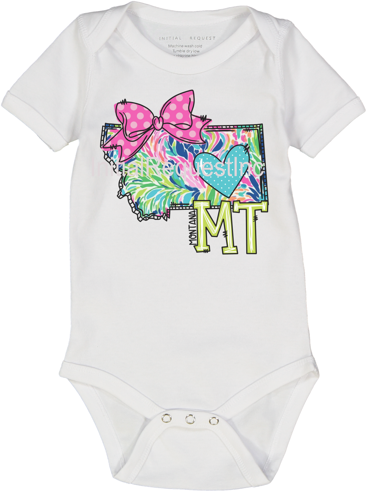 Montana Floral State Graphic Short Sleeve Onesie for Baby Girls