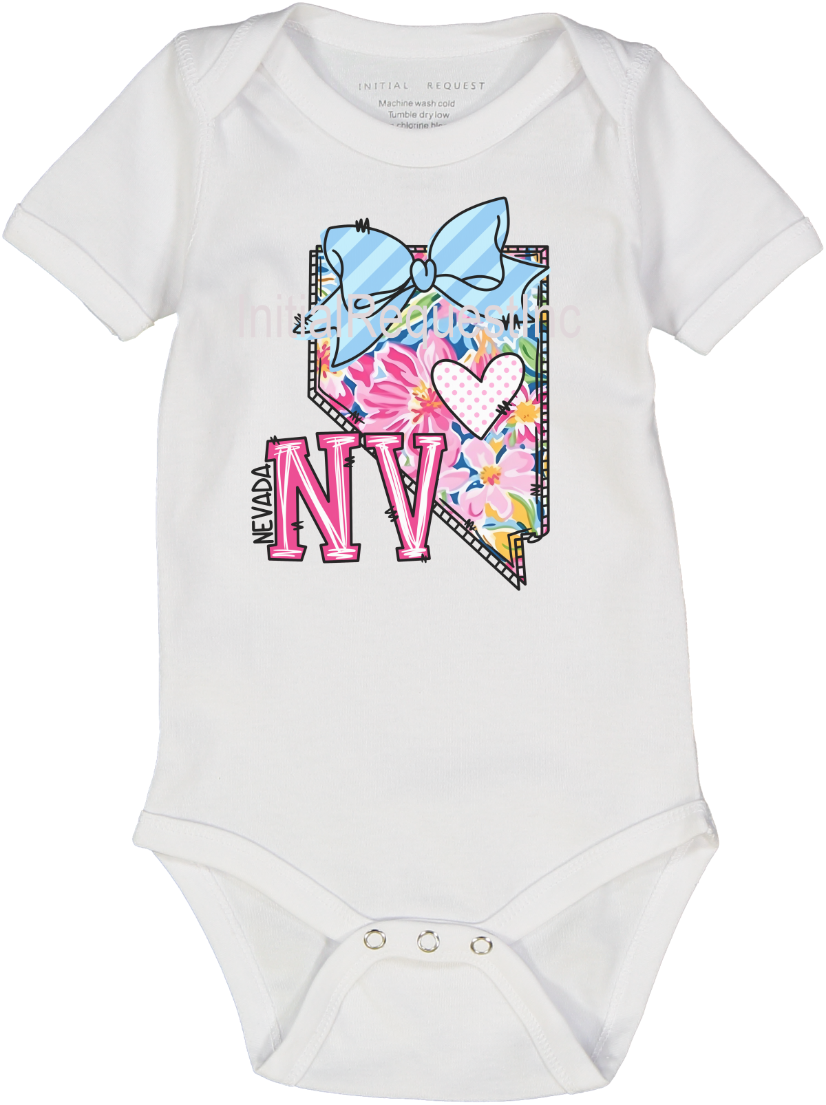 Nevada Floral State Graphic Short Sleeve Onesie for Baby Girls