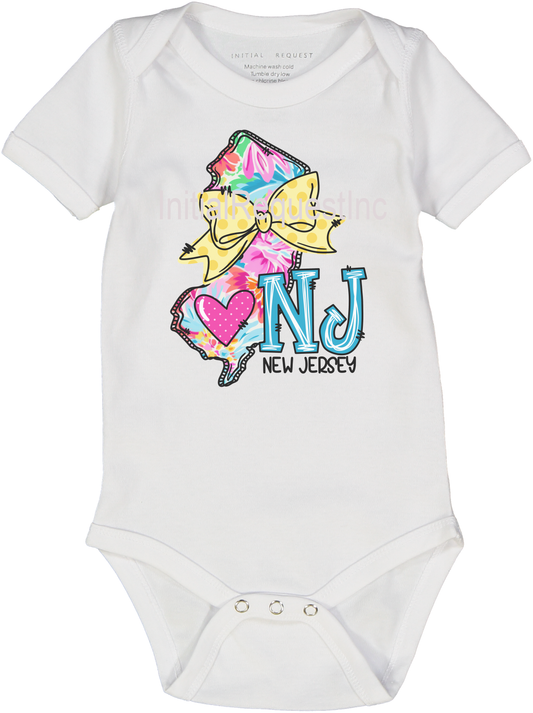 New Jersey Floral State Graphic Short Sleeve Onesie for Baby Girls