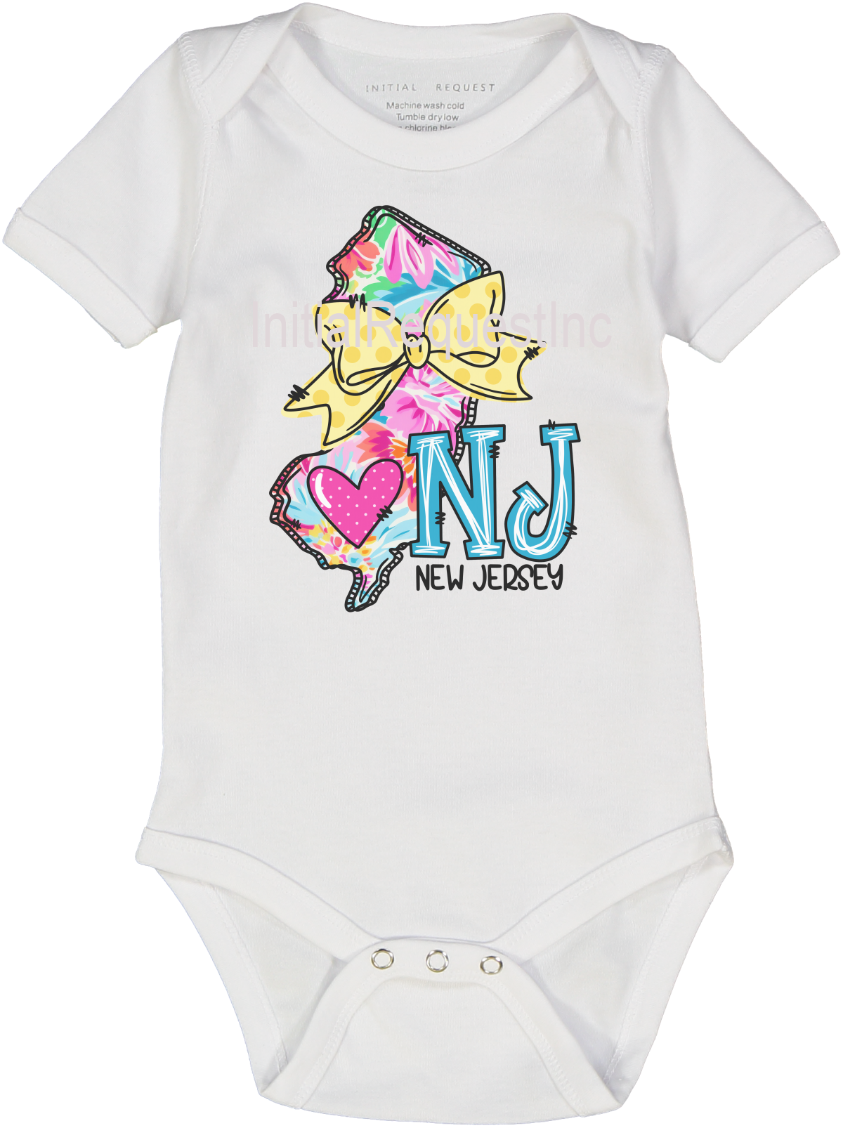 New Jersey Floral State Graphic Short Sleeve Onesie for Baby Girls