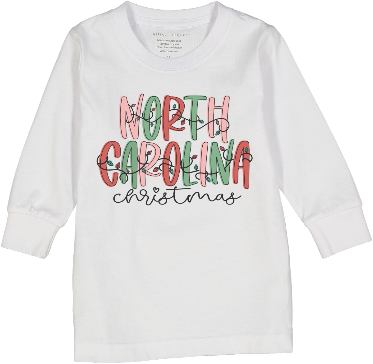 North Carolina Christmas Lights Long Sleeve Tee Holiday Festive