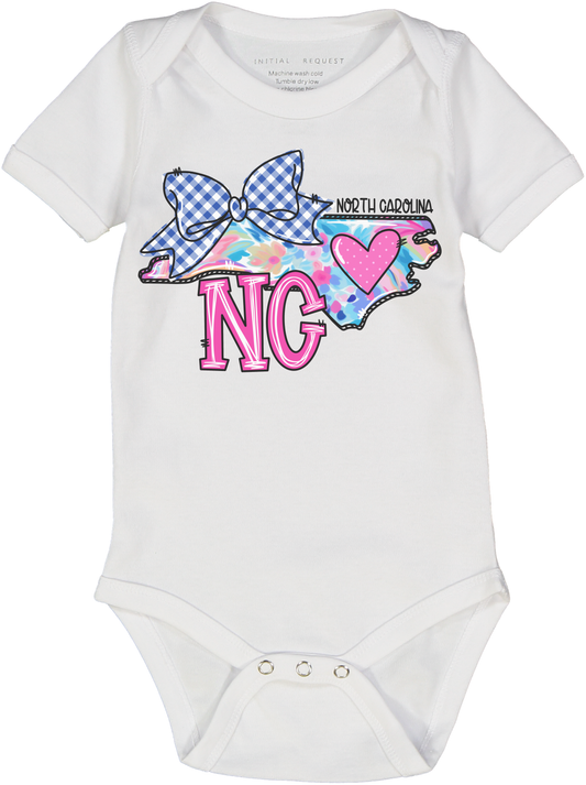 North Carolina State for Girls with Bow Short Sleeve Bodysuit