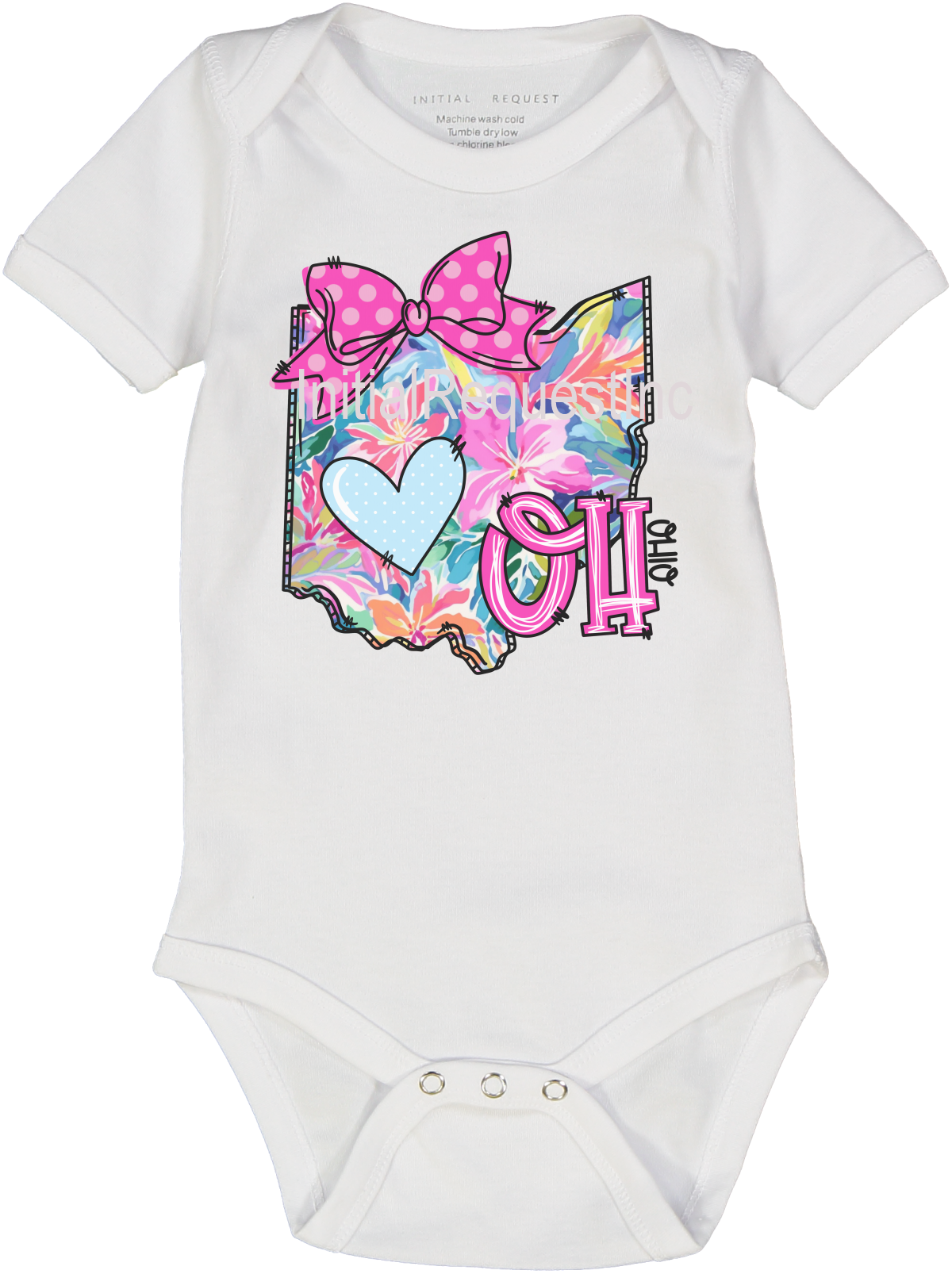 Ohio Floral State Graphic Short Sleeve Onesie for Baby Girls