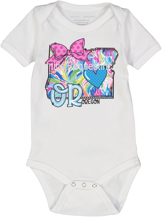 Oregon Floral State Graphic Short Sleeve Onesie for Baby Girls