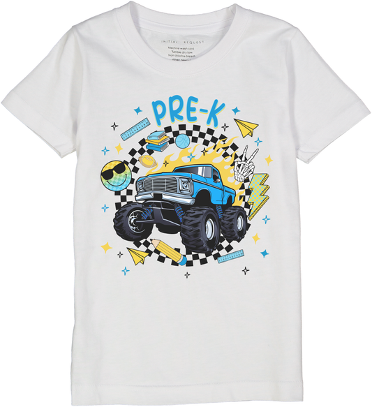 Monster Truck Back to Short Sleeve School Tee for Boys