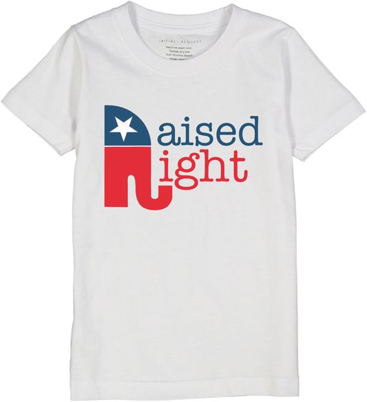 Raised Right Short Sleeve Tee for Kids Trump Election 2024