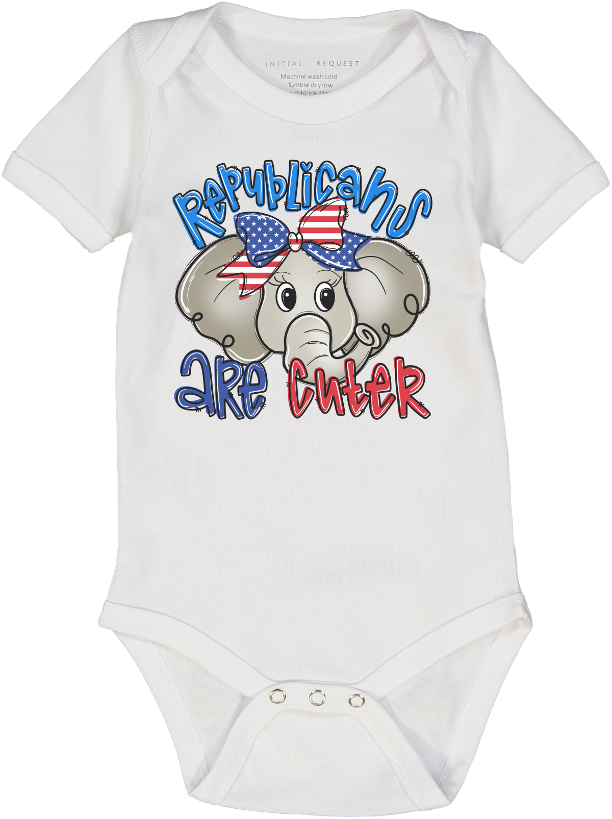 Republican Cute Elephant REPUBLICANS ARE CUTER Trump 2024 Short Sleeve Onesie