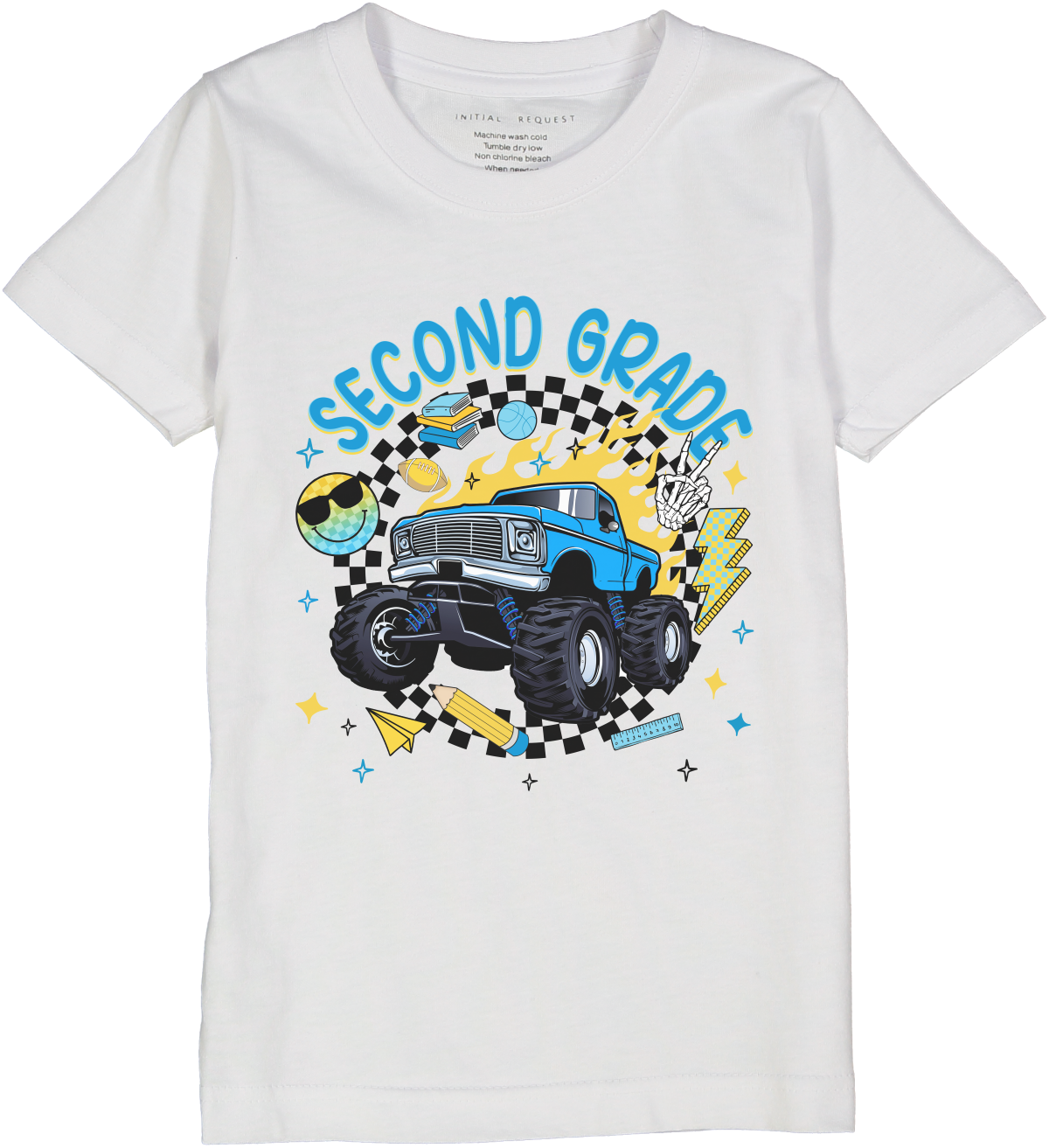 Monster Truck Back to Short Sleeve School Tee for Boys