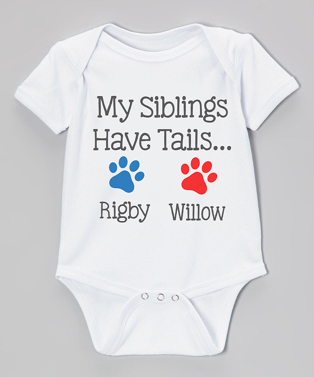 My Siblings Have Tails Gender Neutral Personalized Short Sleeve Bodysuit