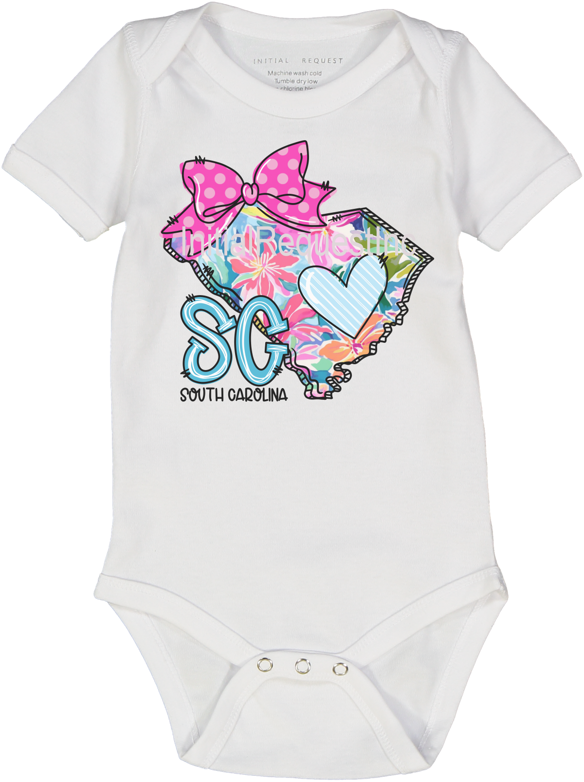 South Carolina Floral State Graphic Short Sleeve Onesie for Baby Girls