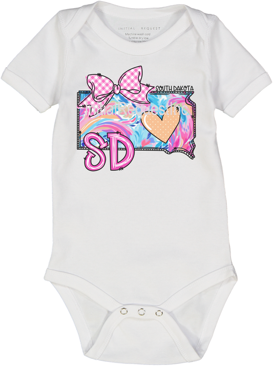 South Dakota Floral State Graphic Short Sleeve Onesie for Baby Girls