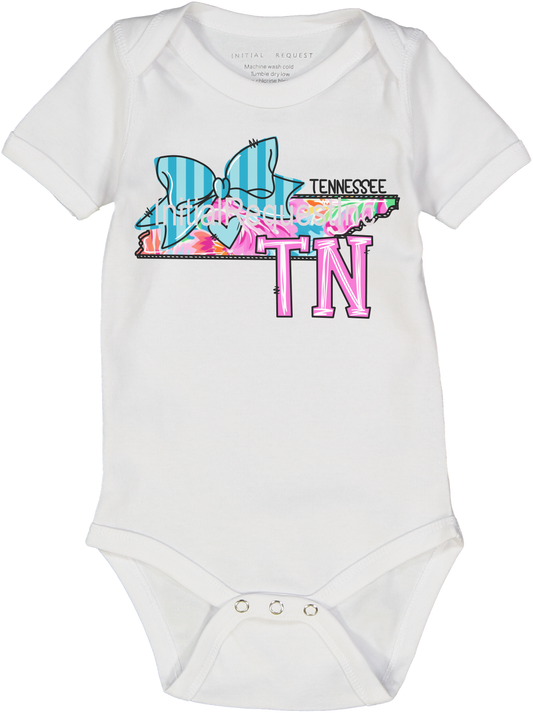 Tennessee Floral State Graphic Short Sleeve Onesie for Baby Girls