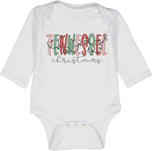 Tennessee Christmas Holiday Lights Long Sleeve Onesie for Baby