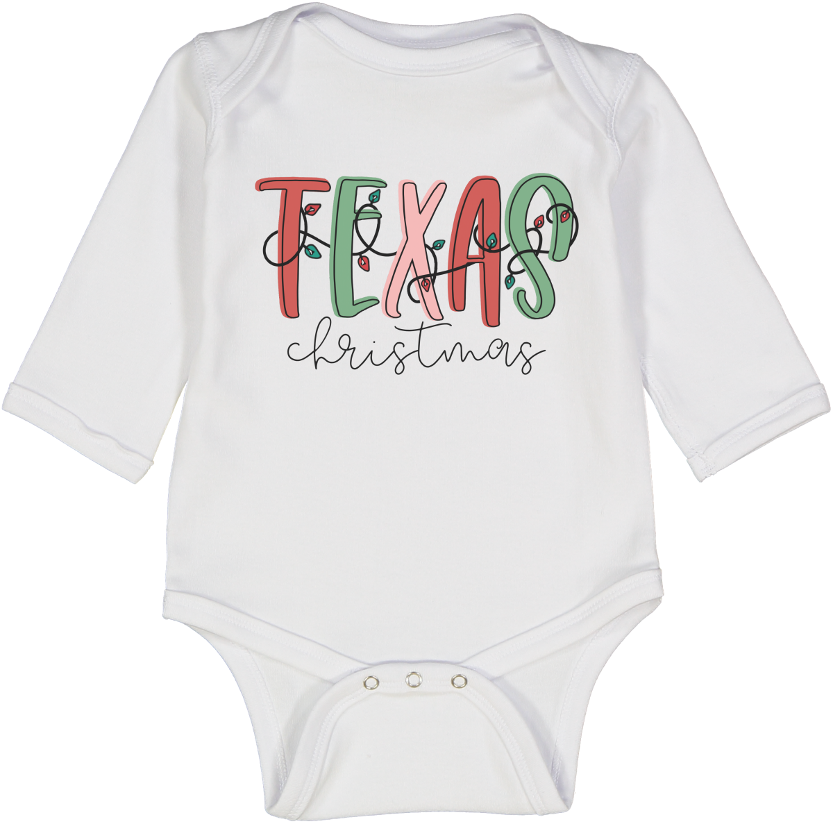 Texas Holiday Christmas Lights Long Sleeve Bodysuit Onesie for Baby Christmas Holiday