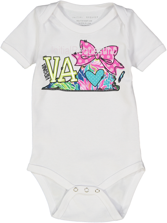 Virginia Floral State Graphic short Sleeve Onesie for Baby Girls