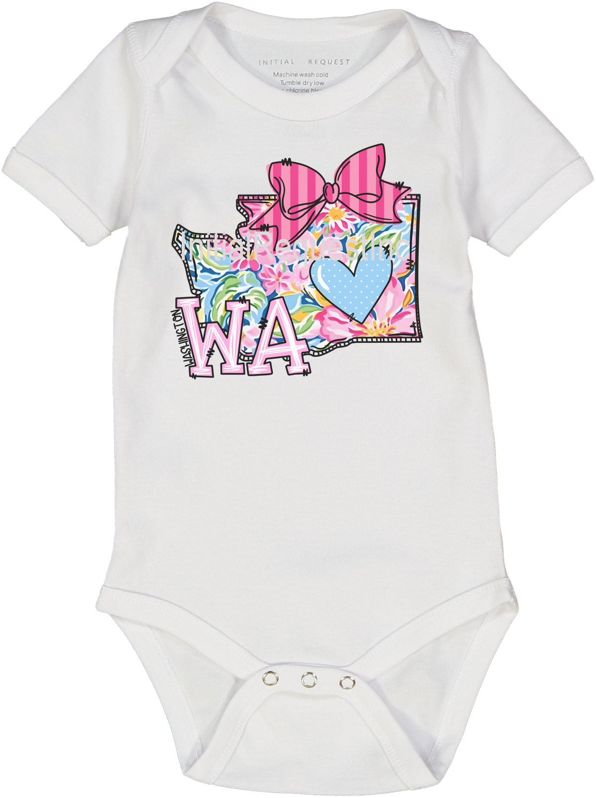 Washington Floral State Graphic Short Sleeve Onesie for Baby Girls