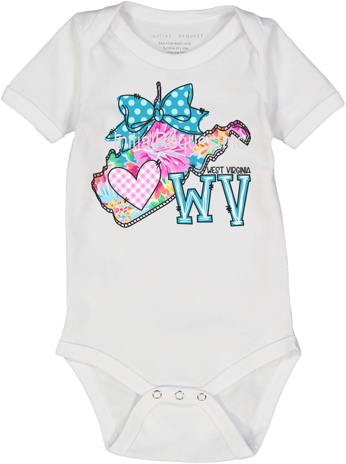 West Virginia Floral State Graphic Short Sleeve Onesie for Baby Girls