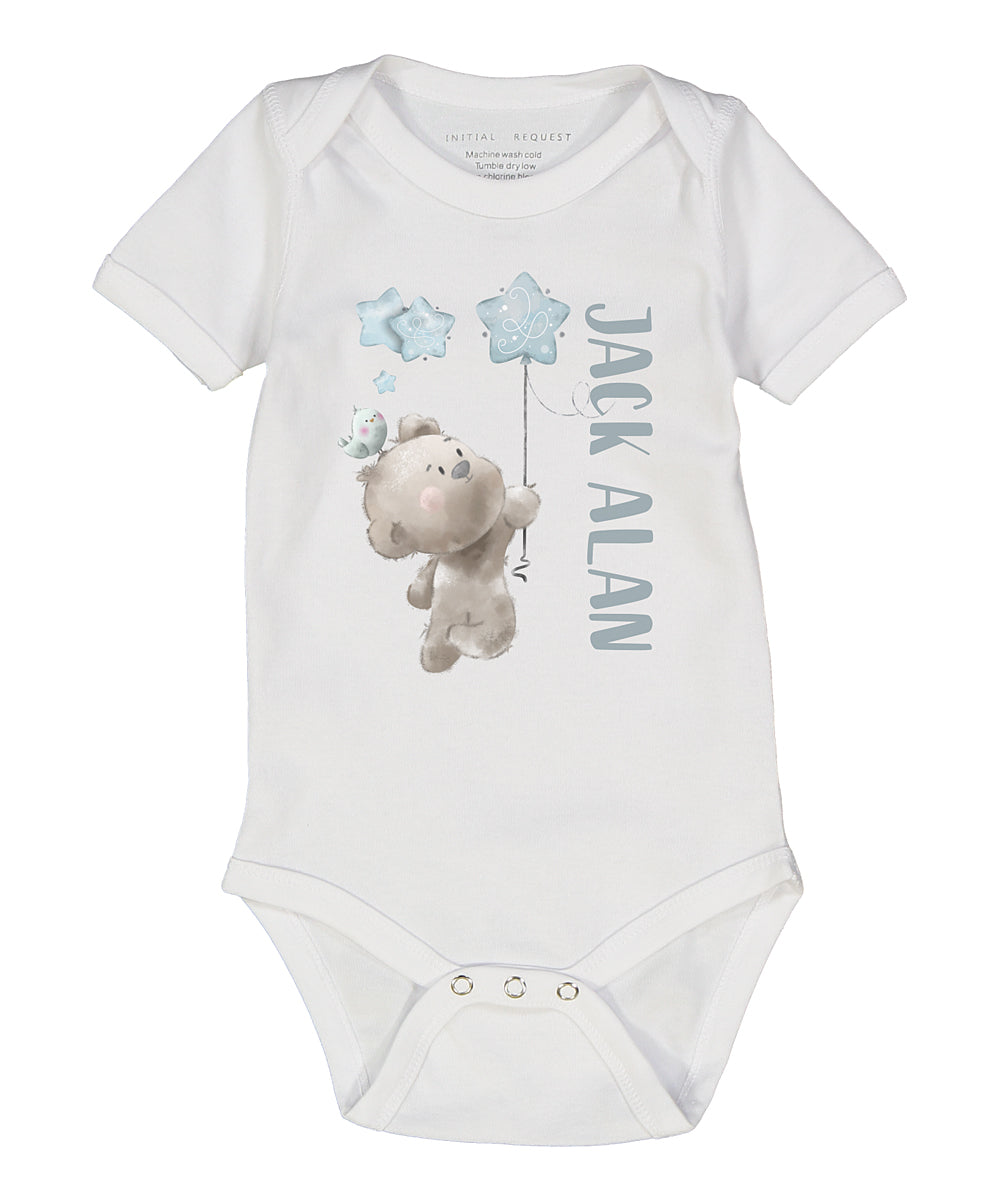 Balloon Stars Baby Boy Personalized SS Bodysuit