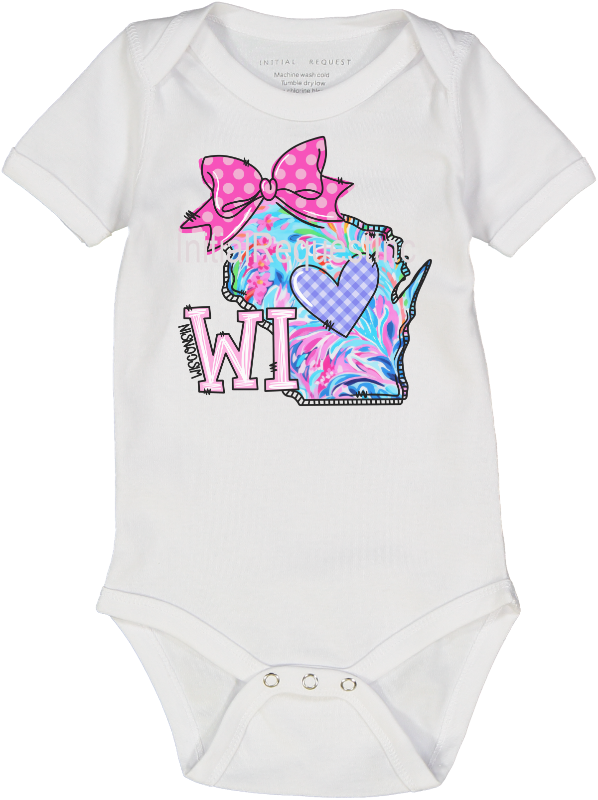 Wisconsin Floral State Graphic Short Sleeve Onesie for Baby Girls